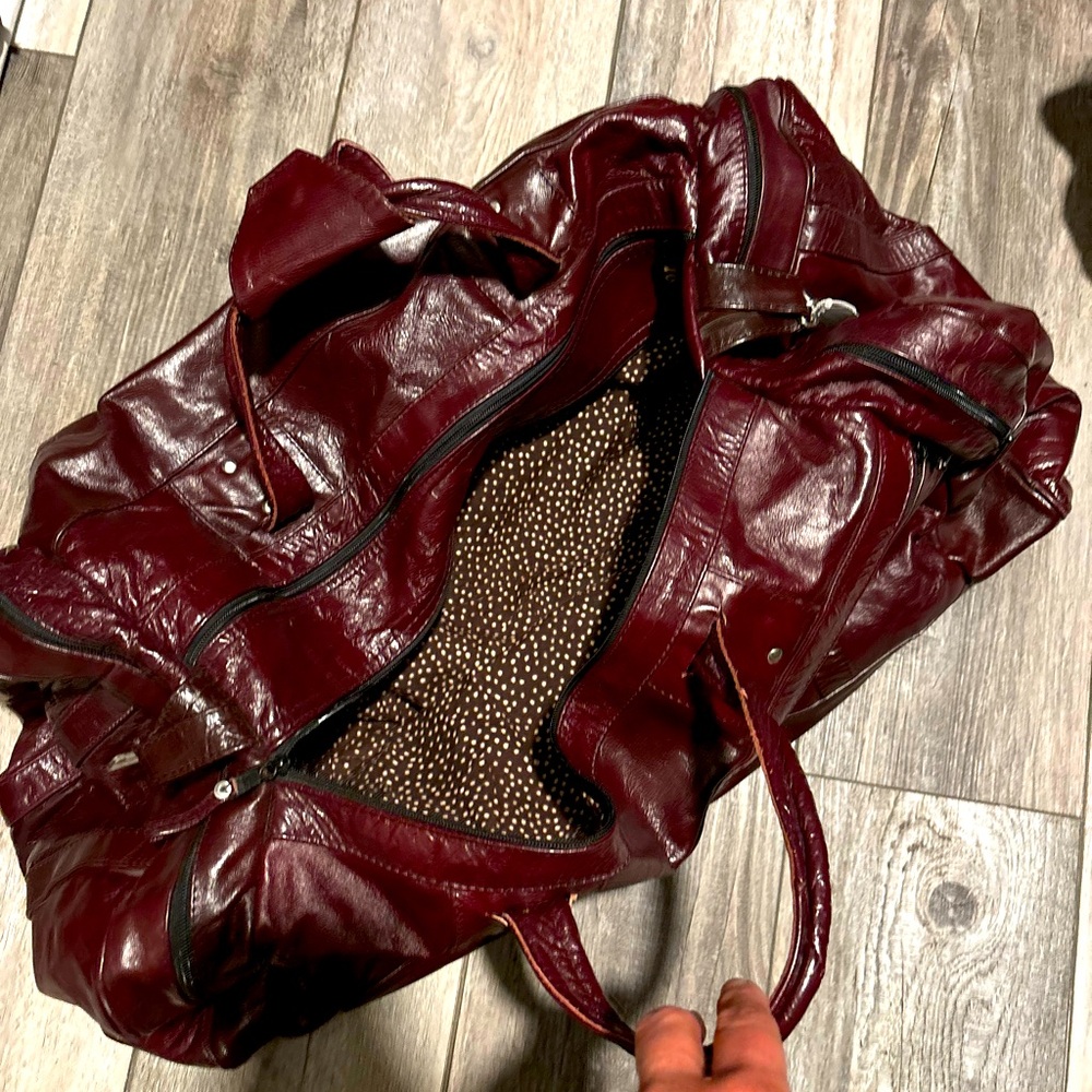 Patchwork leather duffle bag